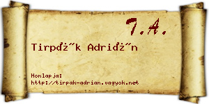 Tirpák Adrián névjegykártya